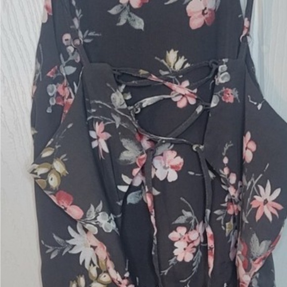 Hollister Lace Up Black Floral Dress - Picture 6 of 8